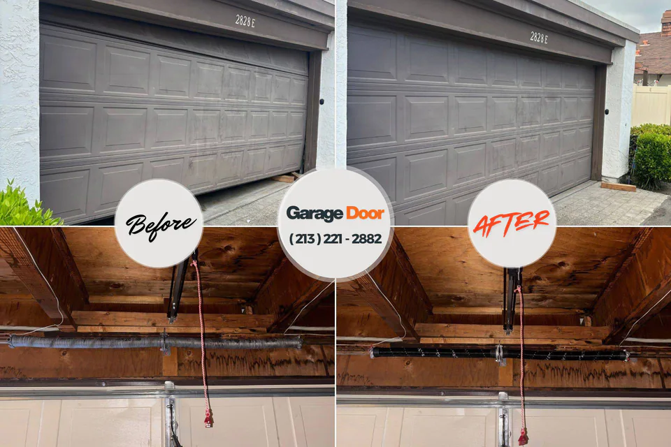 Before and after: garage door spring repair Treynor, IA